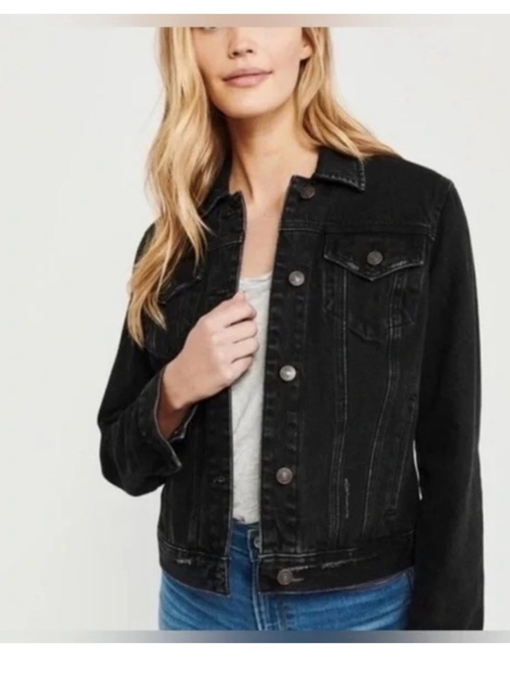 Abercrombie & Fitch Black Denim Jacket - Women's